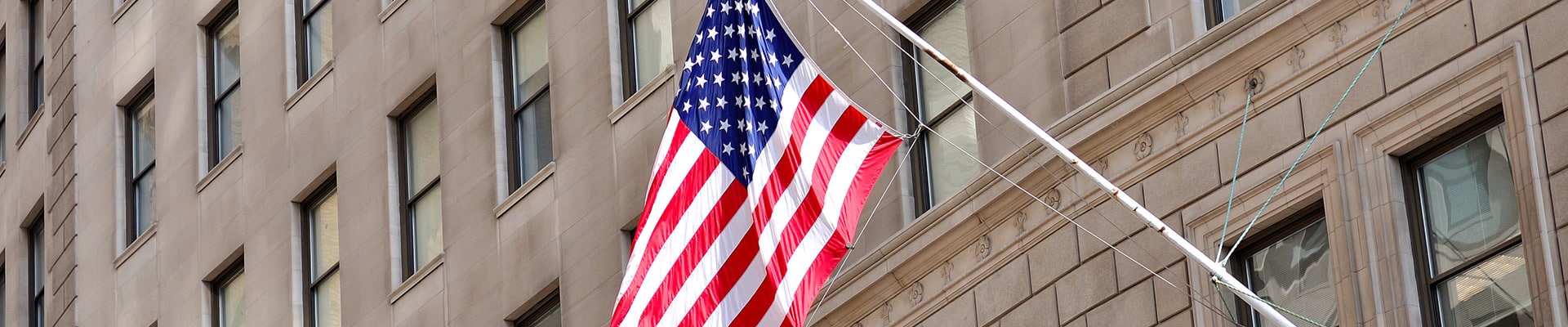 American flag outside of building